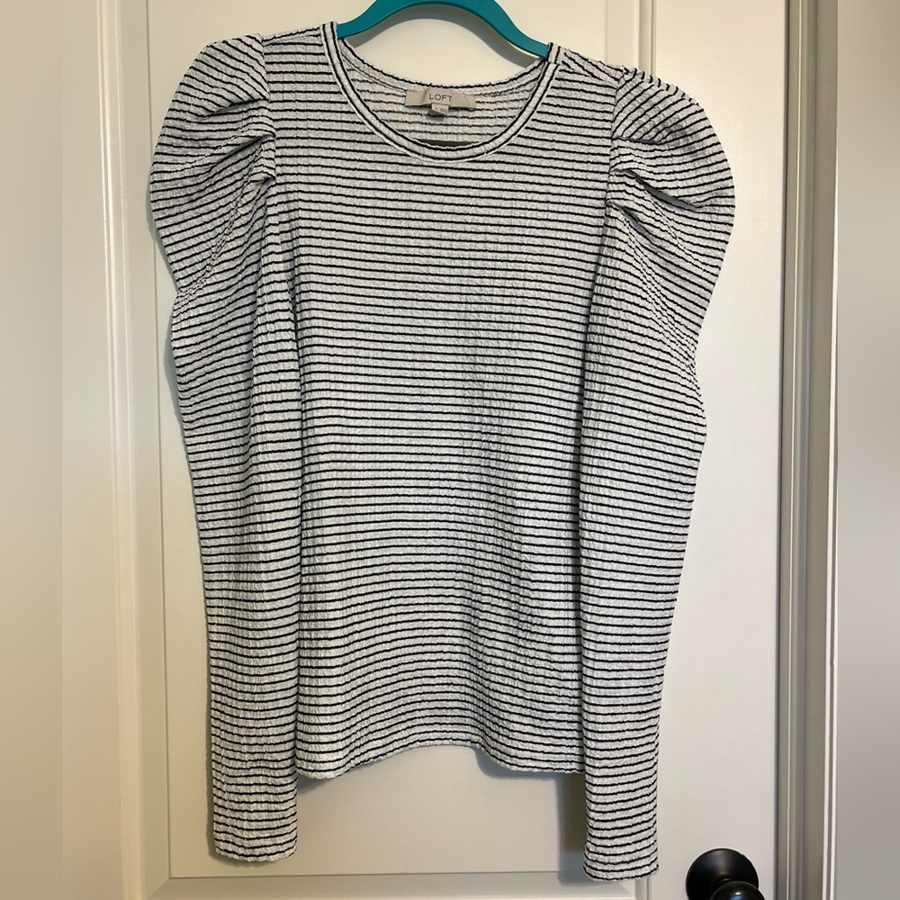 Loft puff sleeve striped top